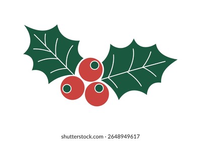 Festive Holly Branch with Red Berries, Perfect for Christmas Design