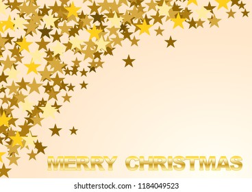 Festive horizontal Christmas background with copy space. Text and golden stars