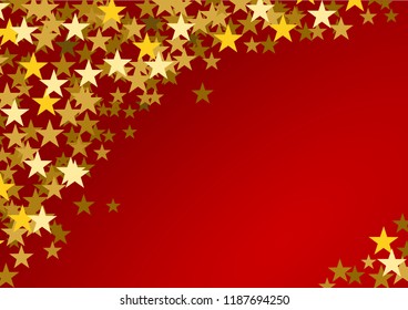 Festive horizontal Christmas background with copy space and golden stars