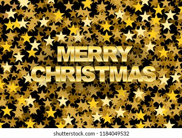Festive horizontal Christmas background. Text and golden stars