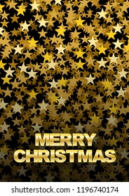 Festive horizontal Christmas vertical background with copy space. Text and golden stars