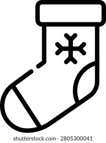 A festive icon depicting a Christmas stocking filled with gifts, representing holiday cheer and celebration. Ideal for use in seasonal apps and marketing materials.