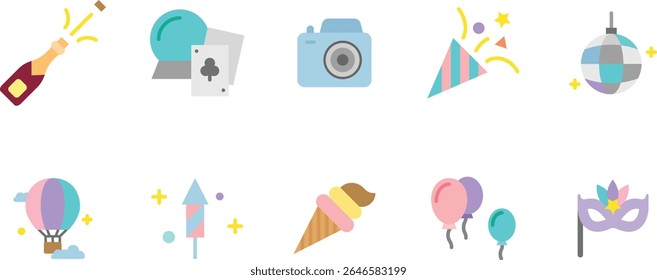Festive Icon Set for Celebrations and Events