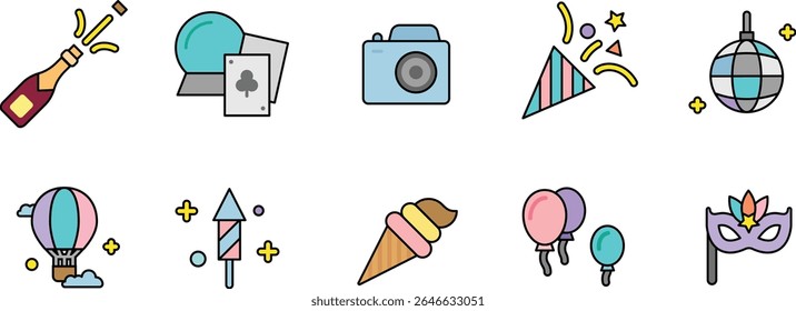  Festive Icon Set for Celebrations and Events