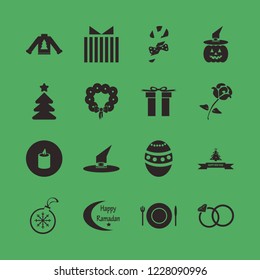 festive icon. festive vector icons set christmas candy, candle, witch hat and rose