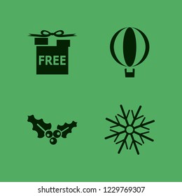 festive icon. festive vector icons set snowflake, free gifts, balloon and holly berry