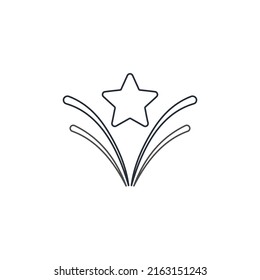Festive illumination, fireworks. Vector linear icon isolated on white background.