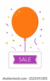 A festive illustration of a balloon with the word "SALE" attached, perfect for promotional materials, social media posts, and websites.