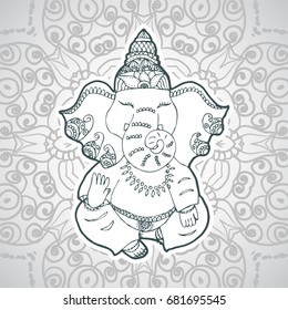 Festive illustration of the birthday of the Indian God Ganesha. Vector illustration, Design of a holiday holiday flyer