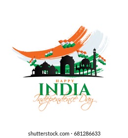 festive illustration of independence day in India celebration on August 15. vector design elements of the national day. holiday graphic icons. National day