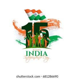 festive illustration of independence day in India celebration on August 15. vector design elements of the national day. holiday graphic icons. National day