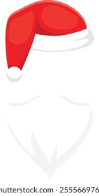 Festive illustration showcasing santa claus s iconic red hat and fluffy white beard, capturing the essence of christmas tradition and holiday cheer