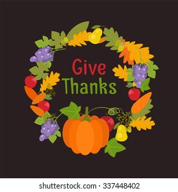Festive illustration of a Thanksgiving Day greeting for your family