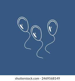 festive illustration white balloons on blue background