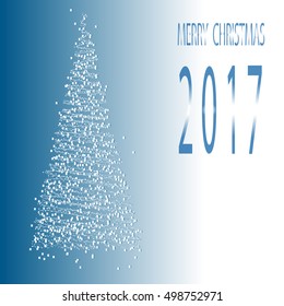 Festive illustrations of Christmas tree on a blue - white background 2017.