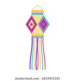 Linterna india festiva en estilo plano para diwali. Deepavali Ilustración vectorial para Anuncios, tarjetas, carteles