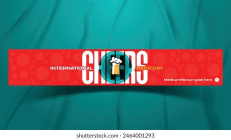 Festive International Beers Day banner with a red background, clinking beer glasses, and a funky, classic design. Vector illustration.