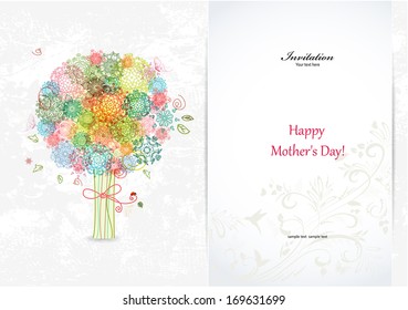 Festive invitation card with abstract tree