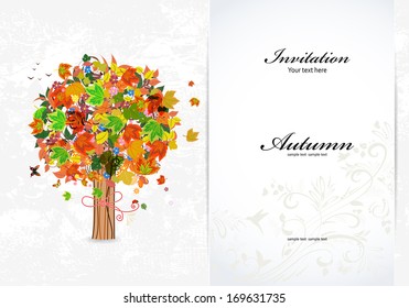 Festive invitation card with abstract tree