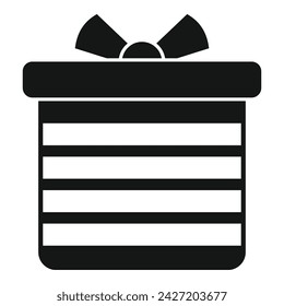 Icono de cuadro de artículo festivo vector simple. Ofrezca un trato de arco. Ofreciendo ocasión de regalo