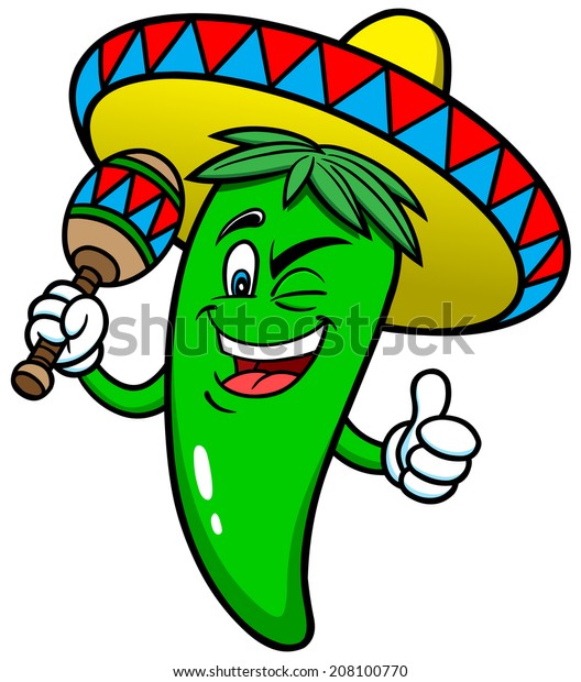 Festive Jalapeno Pepper Stock Vector (Royalty Free) 208100770