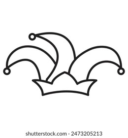 Festive Jester Hat Icon Ideal for Carnival and Celebration Themes