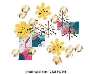 A festive and joyful Christmas pattern featuring classic holiday elements like Christmas trees, snowflakes, ornaments, and candy canes. This colorful and cheerful design brings warmth and holiday P