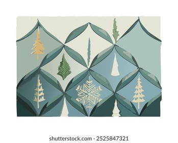Ein festliches und fröhliches Weihnachtsmuster mit klassischen Urlaubselementen wie Weihnachtsbäumen, Schneeflocken, Ornamenten und Zuckerstangen. Dieses farbenfrohe und fröhliche Design bringt Wärme und Urlaub J