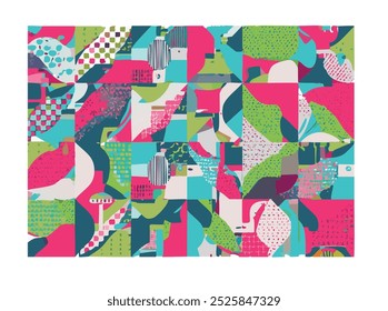 A festive and joyful Christmas pattern featuring classic holiday elements like Christmas trees, snowflakes, ornaments, and candy canes. This colorful and cheerful design brings warmth and holiday L
