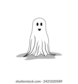 Festive joyful ghost, vector illustration.