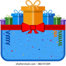 Festive label with gift box. Eps 10