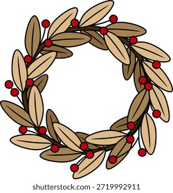 Guirnalda de hojas festivas con bayas rojas