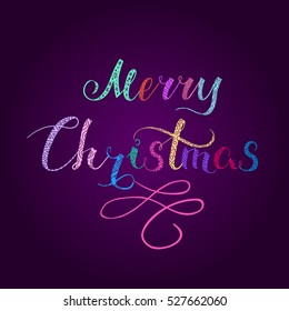 Festive lettering illustration, textured letters Merry Christmas for your decoration, color isolated vector, EPS 10