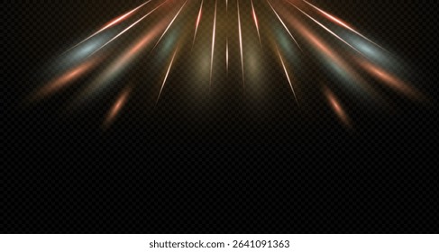 Festive light effect, Christmas light of joy. Background for banner, poster, prints, business card or advertisement. Motion effect, speed lines.