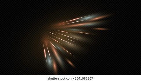 Festive light effect, Christmas light of joy. Background for banner, poster, prints, business card or advertisement. Motion effect, speed lines.
