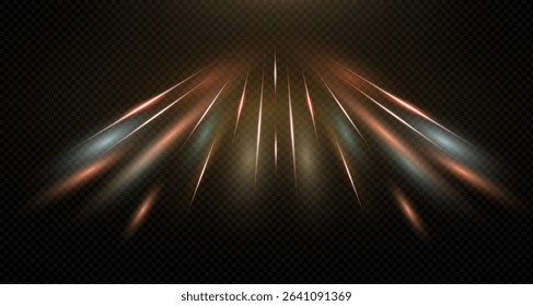 Festive light effect, Christmas light of joy. Background for banner, poster, prints, business card or advertisement. Motion effect, speed lines.