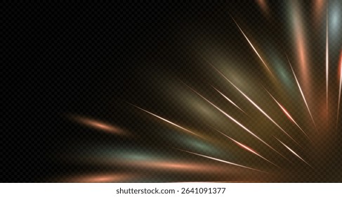 Festive light effect, Christmas light of joy. Background for banner, poster, prints, business card or advertisement. Motion effect, speed lines.