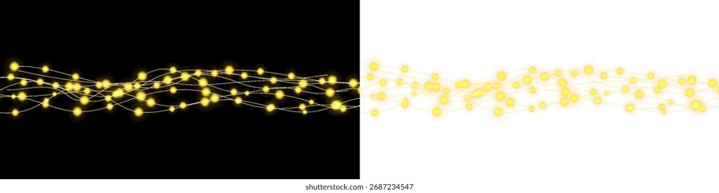 Festive Light String PNG Decorative Holiday Border Background.
