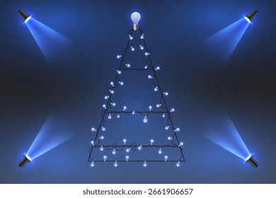 Iluminación festiva en forma de árbol de Navidad.