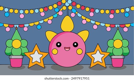 festive lights and decorations vector illustration