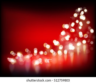 Festive lights on red background. Vector illustration.
