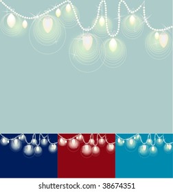 Luces festivas sobre una cadena de perlas