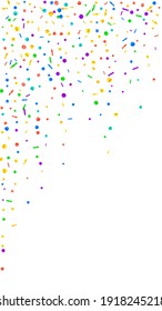 Festive likable confetti. Celebration stars. Festive confetti on white background. Good-looking festive overlay template. Vertical vector background.