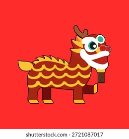 Ilustración vectorial festiva del carácter de la danza del león