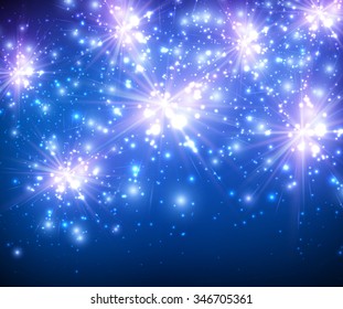 Festive luminous blue background. Vector paper Illustration.