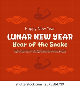 Festive Lunar New Year 2025 Vector - Traditional Chinese New Year Graphic Design Featuring Year of the Snake Theme and Cultural Elements