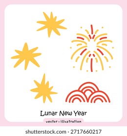 Festive Lunar New Year Vector Decorations, Abstract Firework Sparkles and Asian Patterns illustration vector