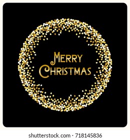 Festive luxury card template with glamour golden glitter confetti