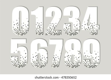 Festive luxury numbers with glamour silver glitter confetti