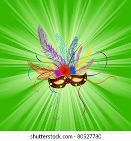 Festive Mardi Gras mask, abstract background